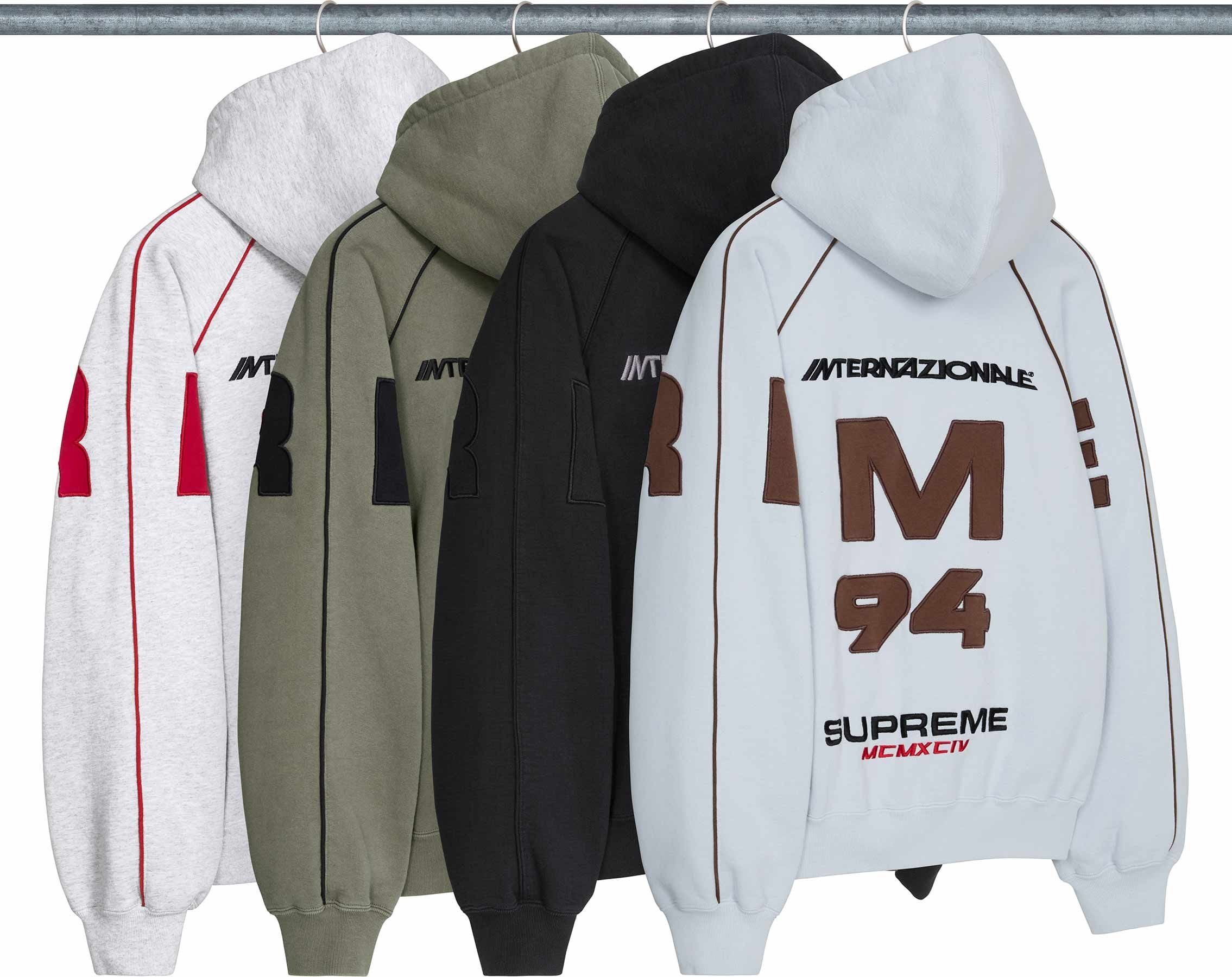 Spellout Appliqué Zip Up Hooded Sweatshirt